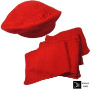 شال و کلاه بافت بره قرمز