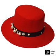 کلاه فدورا قرمز مروارید دار