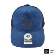 کلاه پشت تور مخمل LA آبی